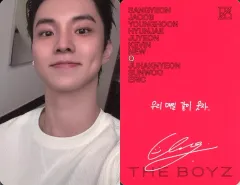 【中古】コレクションカード(男性) THE BOYZ/キュー(Q)/裏面赤・印刷サイン・メッセージ入り/CD「Unexpected」(Photobook/Breakthrough Ver.)封入セルフィーフォトカード