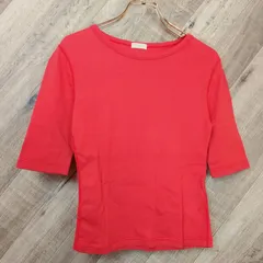 M1-01833 【Women】BEAUTY&YOUTH UNITED ARROWS(ビューティー&ユース ユナイテッドアローズ) 五分丈 Tシャツ (XS相当以下) /赤 表裏、全体的に毛羽立ち有 G