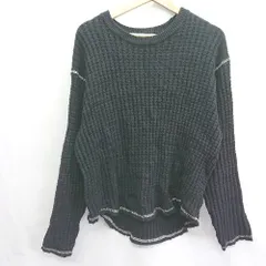 ◇ ⊇ A day in the life UNITED ARROWS ワッフル生地 長袖 ニット セーター サイズ表記なし ブラック レディース E  【1409100009880】