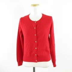 エフデ ef-de ニットカーディガン 長袖 ストレッチ 赤 9 *A484