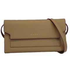Th632232 マルニ 長財布 ショルダーウォレット コンパクトポーチバッグ 本革 ベージュ系 レディース MARNI 中古