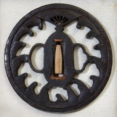 菖蒲と蝸牛 金工鐔 鍔 鉄地 象嵌 刀装具 日本刀 江戸時代 骨董 武具 m37550234407_1.jpg?1718264005