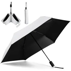 【在庫処分】オフホワイト 夏のプレゼント 持ち運びに便利 コンパクト 傘袋付き レディース/メンズ/子供/大人兼用 晴雨兼用 撥水性 耐風 暑さ/熱中症対策 日焼け防止 紫外線遮断 折りたたみ日傘 ワンタッチ自動開閉 【飛び出し防止安全式】 210g 軽量 折