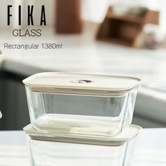 FIKAGLASS耐熱ガラス食品保存用容器 四角1380ml 単品【蓋無し】