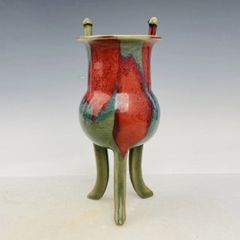 UJ12-4U 中国美術 元時代 緑釉 花瓶 浄水瓶 水注 唐物 古物 時代物