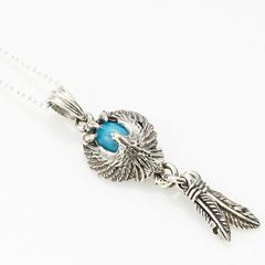175シルバー925ペンダント ハンドメイドターコイズネックレス [021rn 