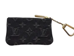 極美品 LOUIS VUITTON ルイヴィトン ポシェット クレ コインケース 小銭入れ M95616 モノグラム デニム ブラック イエロー 中古 4b002456