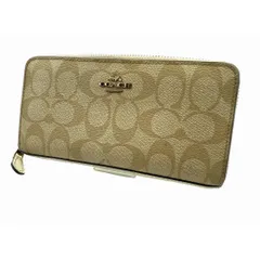 コーチ 長財布 ラウンドファスナー シグネチャー F54632 ベージュ アコーディオン ジップ アラウンド レディース ライトカーキ×チョーク
