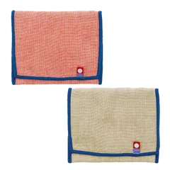 新品 トップファクトリー(Top Factory) 今治 ハンカチ ハンカチポッケ 今治タオル 2枚組 約11.5×14.5cm(1枚あたり) 日本製 レッド&ベージュ