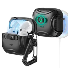 【特価商品】ESR AirPods 4 ケース(HaloLock) AirPods 第4世代 ケース(2024) (USB-C) 対応 MagSafe 対応 落下防止ロック イージーオープン Cyberシリーズ ブラック
