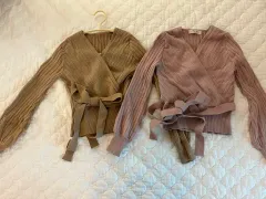 リボンクロップニット