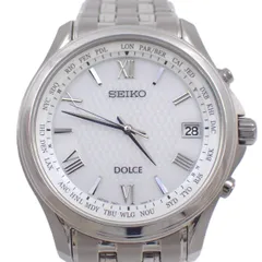 hama【稼動品】SEIKO DOLCE ソーラー電波 チタン ホワイト セイコー ドルチェ&エクセリーヌ ペアウォッチ メンズ ソーラー