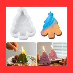 Voyyphixa キャンドル型 シリコンモールド クリスマスツリー 1個セット 蝋燭 キャンドル作り 石鹸 アロマストーン 蜜蝋　飾り物 手作り ハンドメイド プレゼント 石膏 樹脂 粘土  工芸品  型抜き型 (クリスマスツリー型)