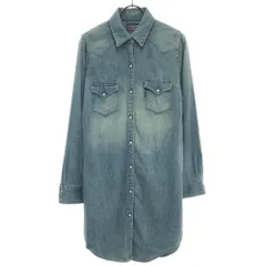 ブルーブルー 日本製 長袖 デニム ウエスタンシャツ ワンピース M ブルー系 BLUE BLUE レディース