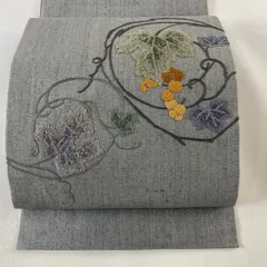 正絹　葡萄柄（刺繍入り）名古屋帯の作り帯 64-23829-z240813a.jpg