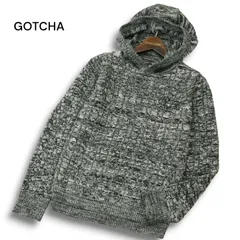 【美品】 GOTCHA ガッチャ 秋冬 ロゴ刺繍★ メランジ ケーブル ニット プルオーバー パーカー Sz.S メンズ グレー サーフ