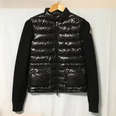 良品　MONCLERマグリオーネトリコットカーディガン　ダウン　切り替え　黒　S 良品 モンクレール マグリオーネトリコットカーディガン ダウン