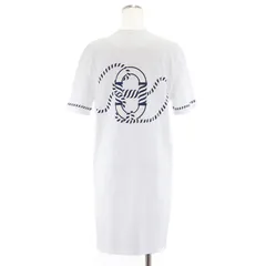 【美品】エルメス 2023SS Canoe カノエ シェーヌダンクル プリント Tシャツ ワンピース バックプリント カットソー ミニワンピース チュニック 半袖 ロープ レディース サイズ 38 ホワイト 白 フランス製 HERMESのサムネイル
