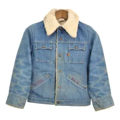 70年代 USA製 Levi's リーバイス 70725-0613 デニムボアジャケット オレンジタブ ライトブルー (レディース 14) 中古 古着 R8474