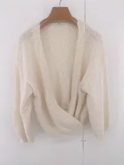 ◇ mystic ミスティック シャギー風 キレイめ 長袖 ニット カーディガン サイズF ベージュ系 レディース P  【1305060005392】