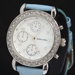 箱付 稼働 良品 HARDY AMIES QZ シェル文字盤 ラインストーン レディース腕時計 2000000 NSK KMR