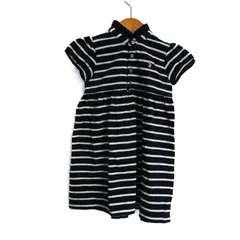 ラルフローレン ポロワンピース 半袖 ボーダー ポニーロゴ トップス ベビー 女の子用 90サイズ 紺系×白系 RALPH LAUREN 【中古】