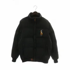 ポロ バイ ラルフローレン Polo by Ralph Lauren CUSTOM FIT ダウンジャケット ブルゾン アウター ナイロン ハイネック ジップアップ ロゴ ビックポニー 刺繍 XL 黒 ブラック /XZ ■GY18
