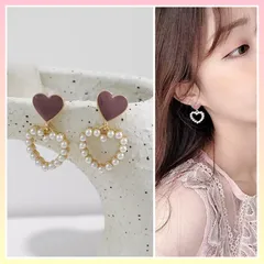 新品♡可愛い 揺れる ピンク ハート パール　ピアス　アクセサリー　イヤリング