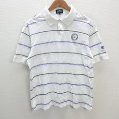 y■日本製■パーリーゲイツ/PEARLY GATESマルチボーダー柄 ゴルフシャツ/半袖ポロGOLF■白【 6 】MENS/12【中古】