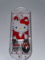 【訳あり商品】サンリオ SANRIO ハローキティ キティちゃん レリーフ付きランチトリオセット 013803 お箸 スプーン フォーク 子供 キッズ カトラリー