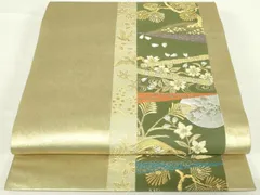 平和屋着物◎六通柄袋帯　花鳥文　金糸　正絹　逸品　DAAT8429qp