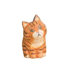 かわいい木彫りの猫 その5 木彫彫刻・木製工芸品・置物