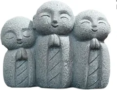 良品CUORA お地蔵さん 置物 ミニ 可愛い 御影石 お地蔵様 癒し 仏像 守り神 オブジェ 片合掌 平和鳩 小さい お祈り(3人でお祈り,  フリー)のサムネイル