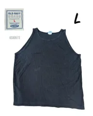 00s OLDNAVYオールドネイビー 古着リブタンクトップ　黒L　刺繍タグ os00573のサムネイル