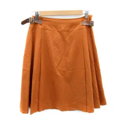 キース KEITH フレアスカート ミモレ丈 無地 プリーツ ウール 40 ブラウン /SY16