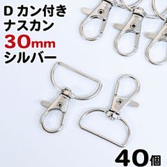 【j108-40】Dカン付きナスカン 30mm シルバー 40個