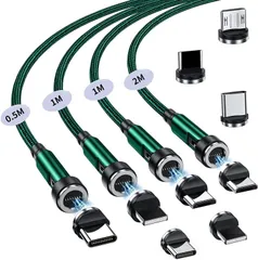 新品 マグネット充電ケーブル 7ピン 3A急速充電+データ通信 黒 0.5M+1M+1M+2M