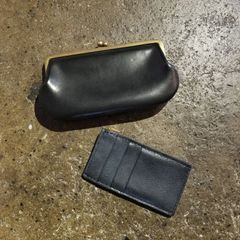 N25 がま口 長財布 L ジップ付きカードケース セット レザーウォレット 黒