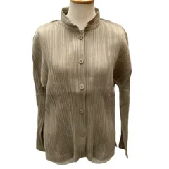 美品 ISSEI MIYAKE ベージュ プリーツ加工 長袖シャツ ブラウス me ISSEY MIYAKE(ミーイッセイミヤケ) Wrinkled long sleeve