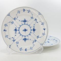 ロイヤルコペンハーゲン プレート■ブルーフルーテッド プレインレース Royal Copenhagen ディナープレート 25.5cm 大皿 2枚セット 1級品