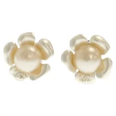 CHANEL (シャネル) ココマーク 00T フラワーモチーフ カメリア ヴィンテージ イヤリング ホワイト