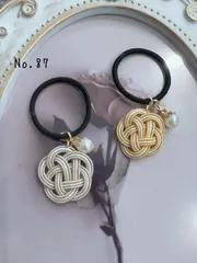 再販7♡ No.87 水引 梅結びヘアゴムパール付き 2個セット