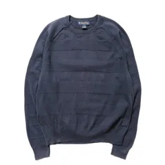 ブルックスブラザーズ カシミア混 ボーダー クルーネック コットン ニットセーター 紺 (M) ネイビー 無地 鹿の子編み BROOKSBROTHERS　アメリカ古着 USED  ビンテージ ヴィンテージ