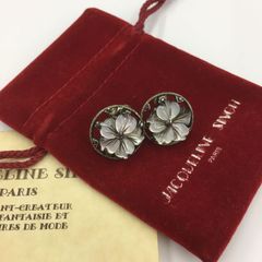 JACQUELINE SINGH PARIS ジャクリーヌシングパリ 黒 蝶 貝 イヤリング ネジバネ式