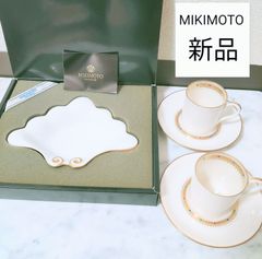 【新品 ミキモト】高級  お得な5点セット MIKIMOTO ロイヤルクラウン 食器 ソーサー カップ 皿 トレー  アクセサリー 貝殻 ゴールド 白 ホワイト コップ ミキモトインターナショナル