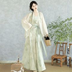 漢服セット　レディース服　Lサイズ　宋制　刺繡 唐制レディース漢服 花柄刺繍 妃亦坊【赏瑶灯】_♥レディース
