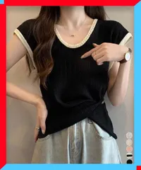 新品 ニットTシャツ レディース フレンチスリーブ 着回し プルオーバー インナー 夏服 ニットソー 【送料無料】