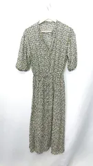 ◇ LOWRYS FARM ローリーズファーム 花柄 七分袖 ロング丈 ワンピース サイズF ブラック ホワイト レディース E  【1408060040650】