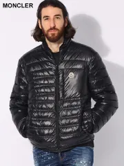 MONCLER (モンクレール) ナイロンラケ ジオメトリックキルト ライトダウンジャケット MCLEVECHE4 メンズ (ブラック)