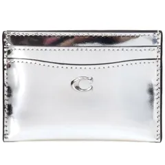 コーチ カードケース COACH レザー メタリック C ロゴ カードケース スリム パスケース 定期入れ 名刺入れ シルバー CM502